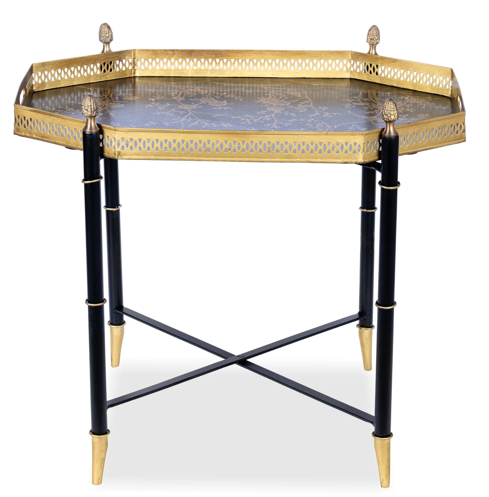 BLACK OCTAGON TRAY WITH Black TABLE | The Enchanted Home