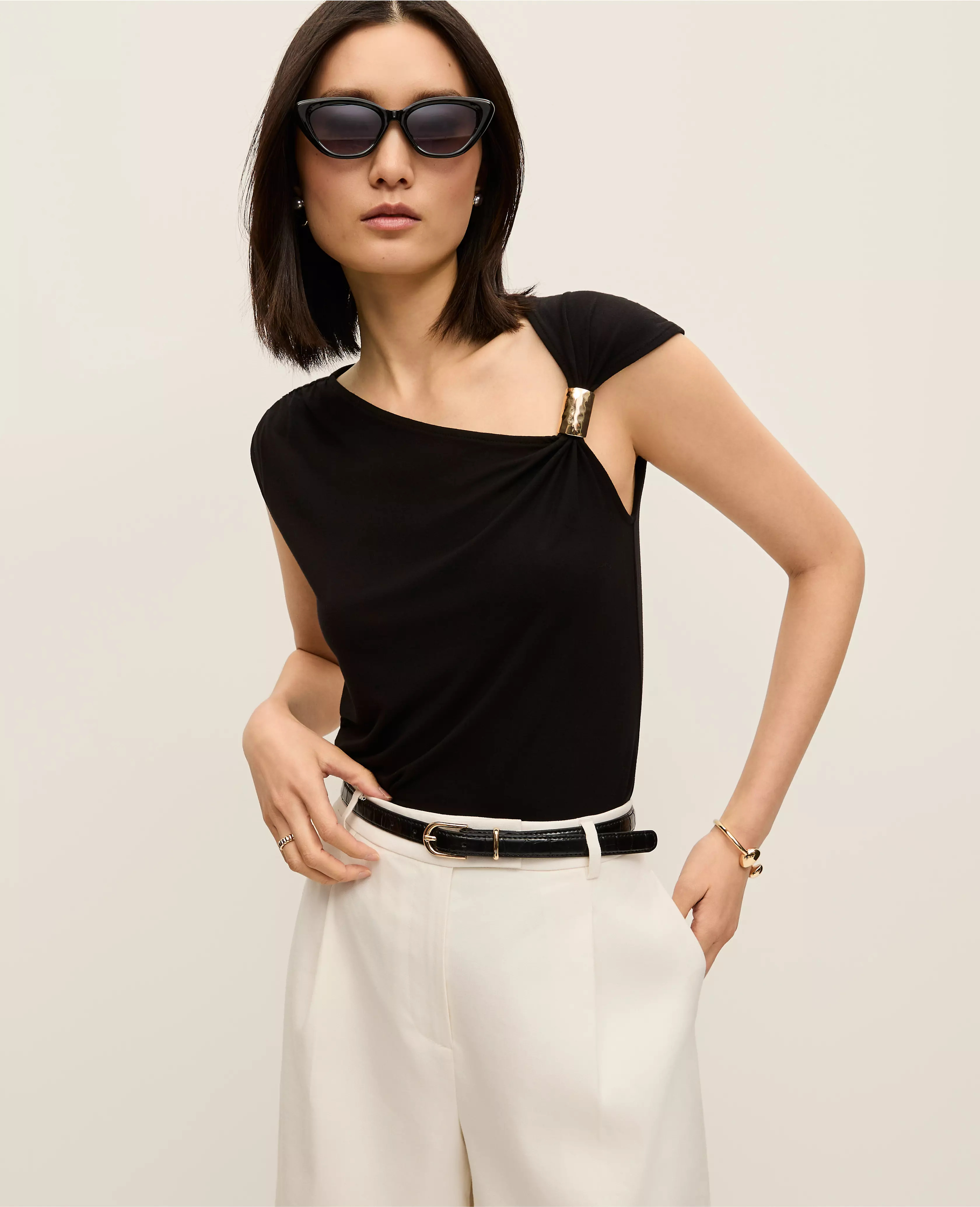 Asymmetric Draped Top | Ann Taylor