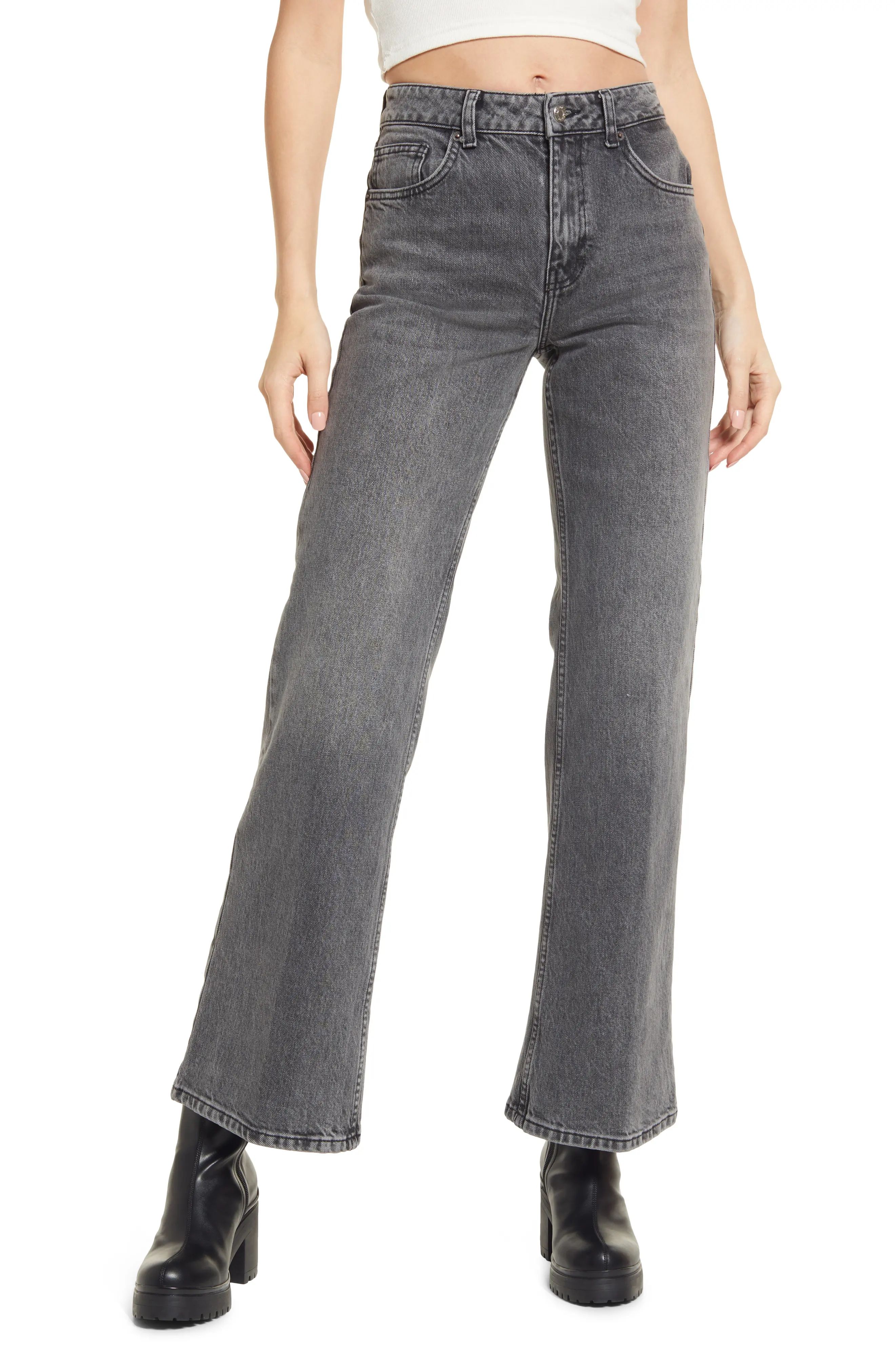 TOPSHOP Wide Leg Jeans in Grey at Nordstrom, Size 30 X 30 | Nordstrom