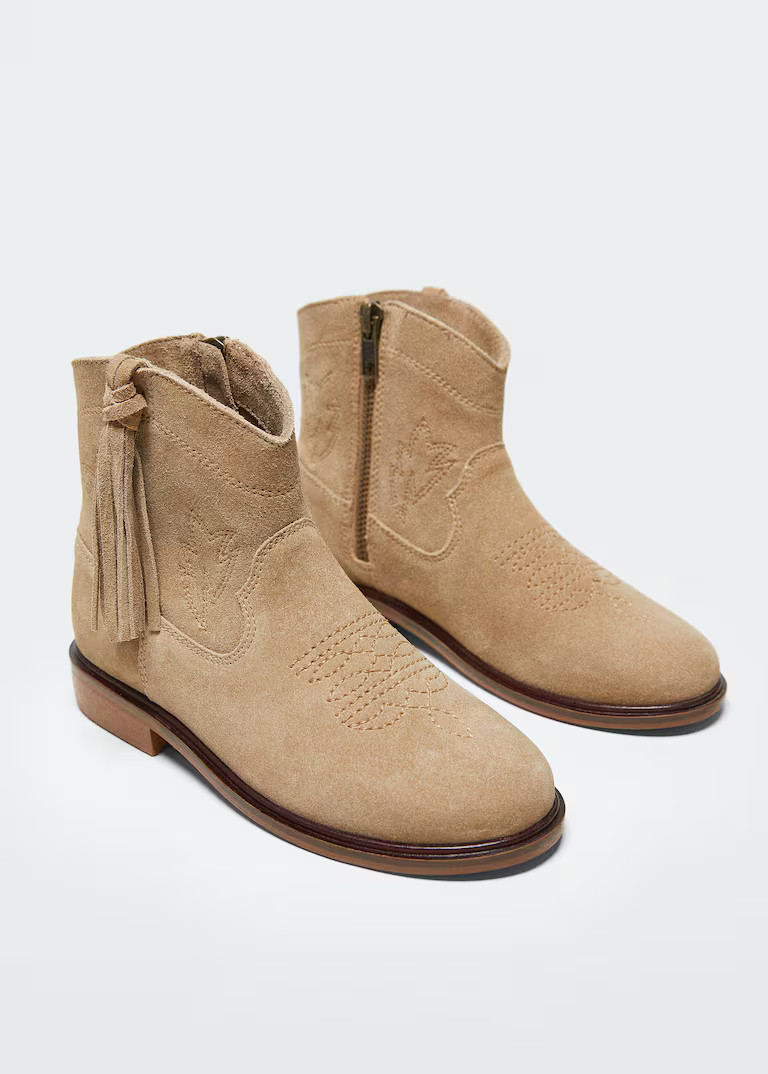 Fringed leather boots -  Women | Mango USA | MANGO (US)
