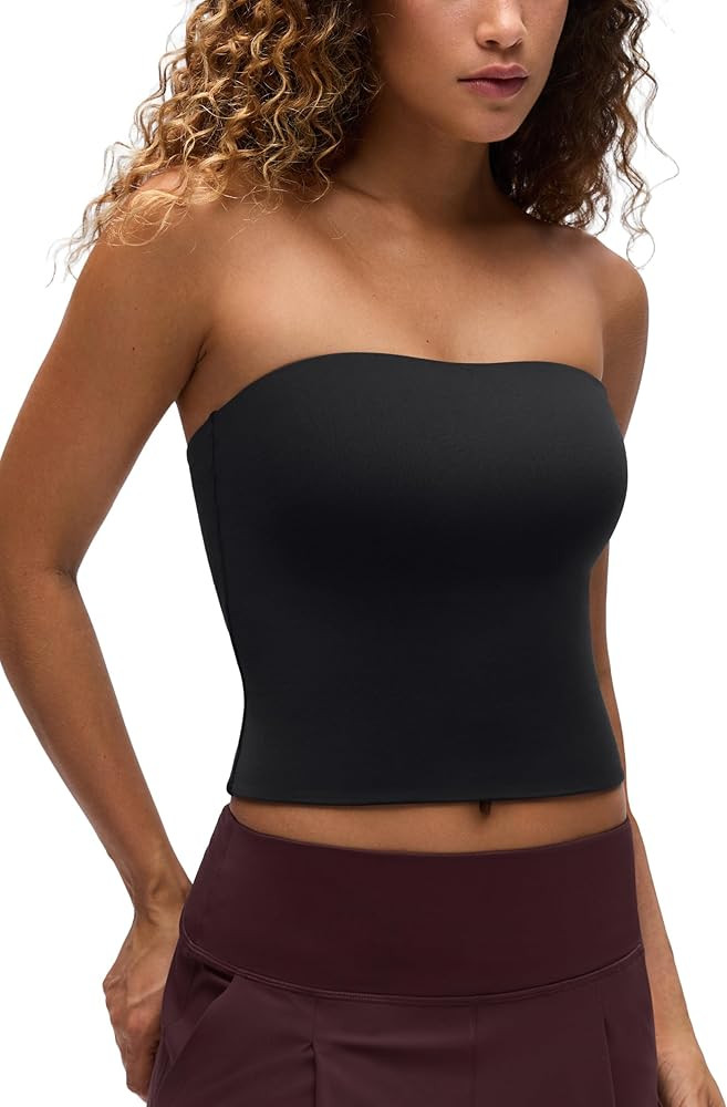 CRZ YOGA Butterluxe Double Lined Tube Tops for Women - Going Out Casual Tank Bandeau Crop Straple... | Amazon (US)