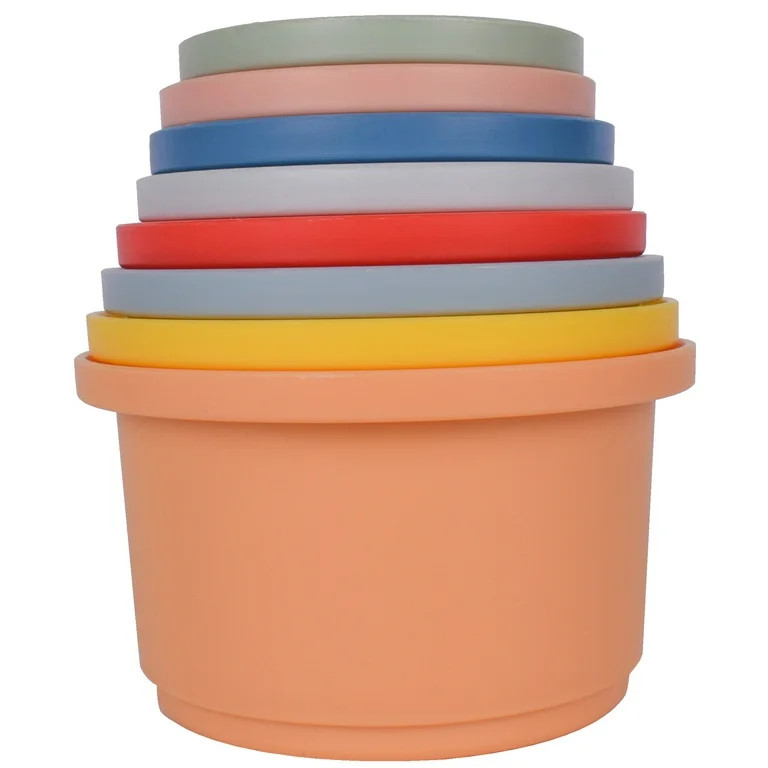 Hopscotch Lane 8 Pk Bath Stacking Cups, Plastic |Baby & Toddler 6+ Months, Unisex | Walmart (US)