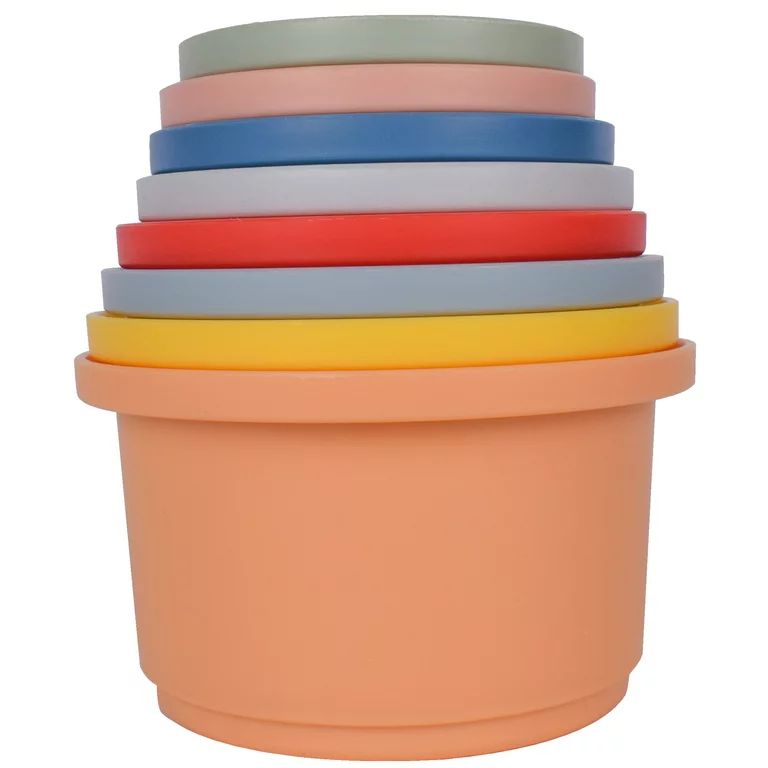 Hopscotch Lane 8 Pk Bath Stacking Cups, Plastic |Baby & Toddler 6+ Months, Unisex | Walmart (US)