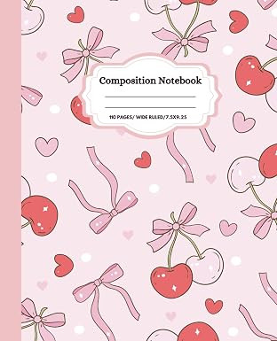 Pink Composition Notebook: Cute Coquette and Strawberries Wide ruled Notebook, Aesthetic Journal ... | Amazon (US)