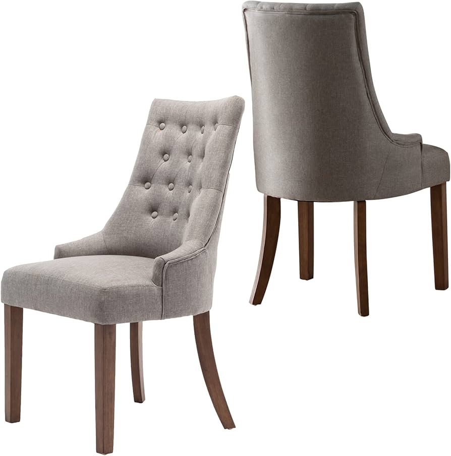COLAMY Wingback Upholstered Dining Chairs Set of 2, Fabric Side Dining Room Chairs with Tufted Bu... | Amazon (US)