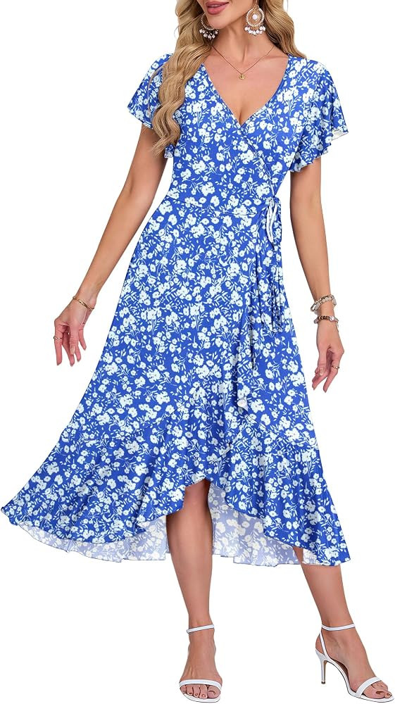 AUSELILY Womens Summer Wrap Midi Dresses for Ladies | Amazon (CA)