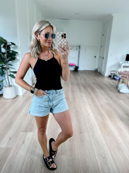 Amazon fav tank on sale! // wearing a small in my fav tank and runs tts! I wear a 7.5 in shoes and I’m wearing an 8 in these sandals.