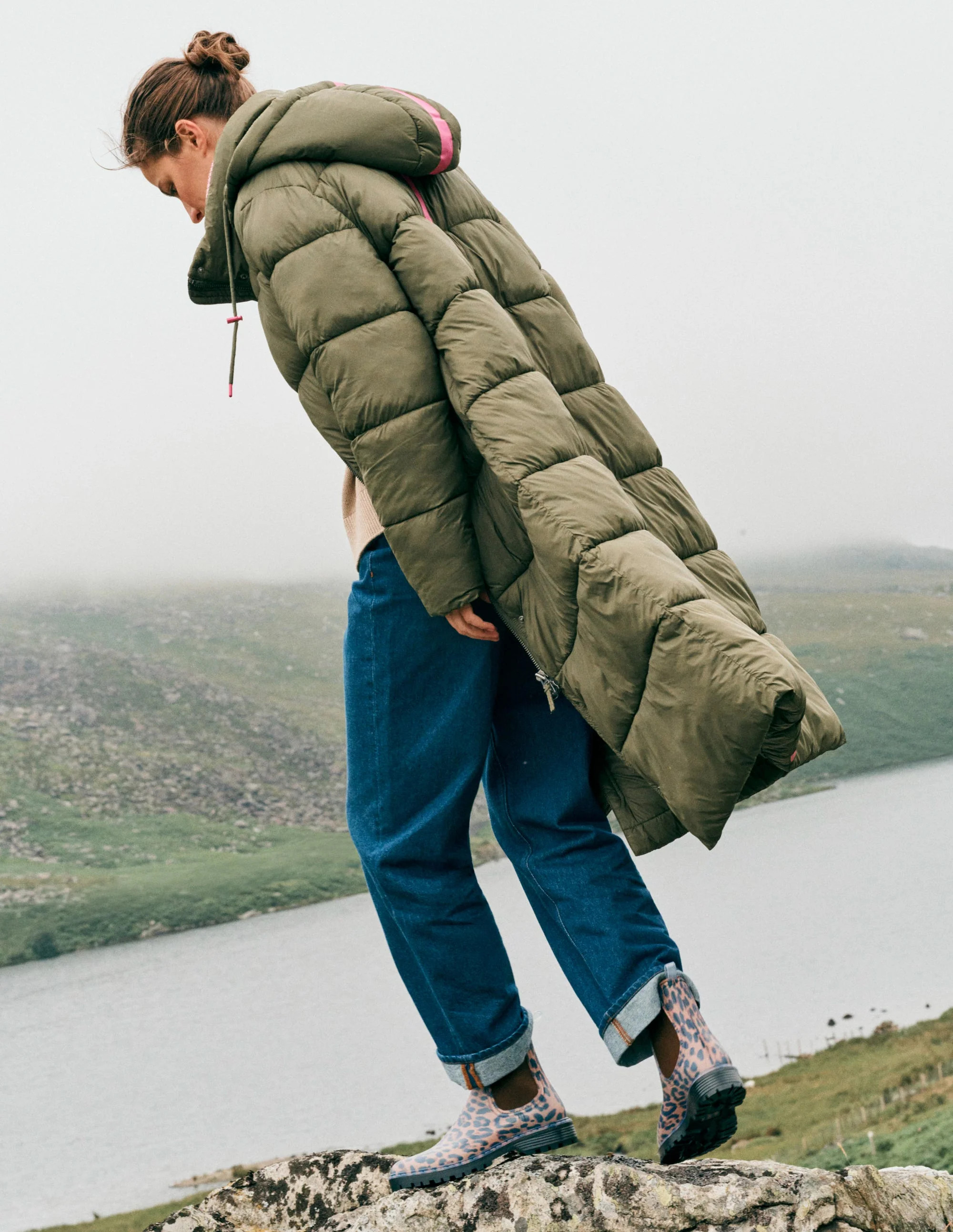 Longline Padded Coat-Woodland Green Female Boden | Boden UK