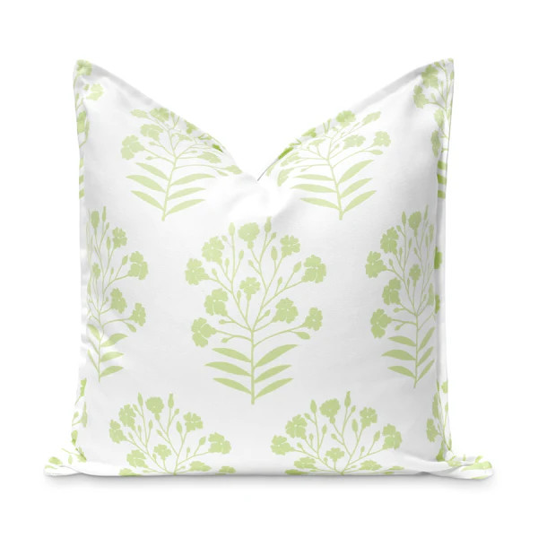 Coastal Indoor Outdoor Throw Pillow Cover Only, Floral, Green, 20"x20" | Hofdeco