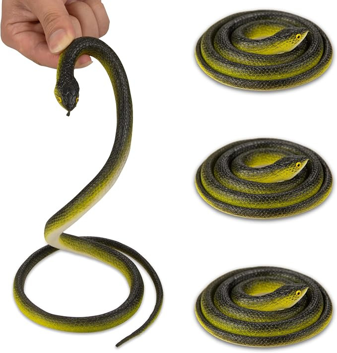 4 Pcs 31.5" Realistic Rubber Snake Toy Fake Snake Toy for Prank, Garden Props to Keep Birds Away,... | Amazon (US)