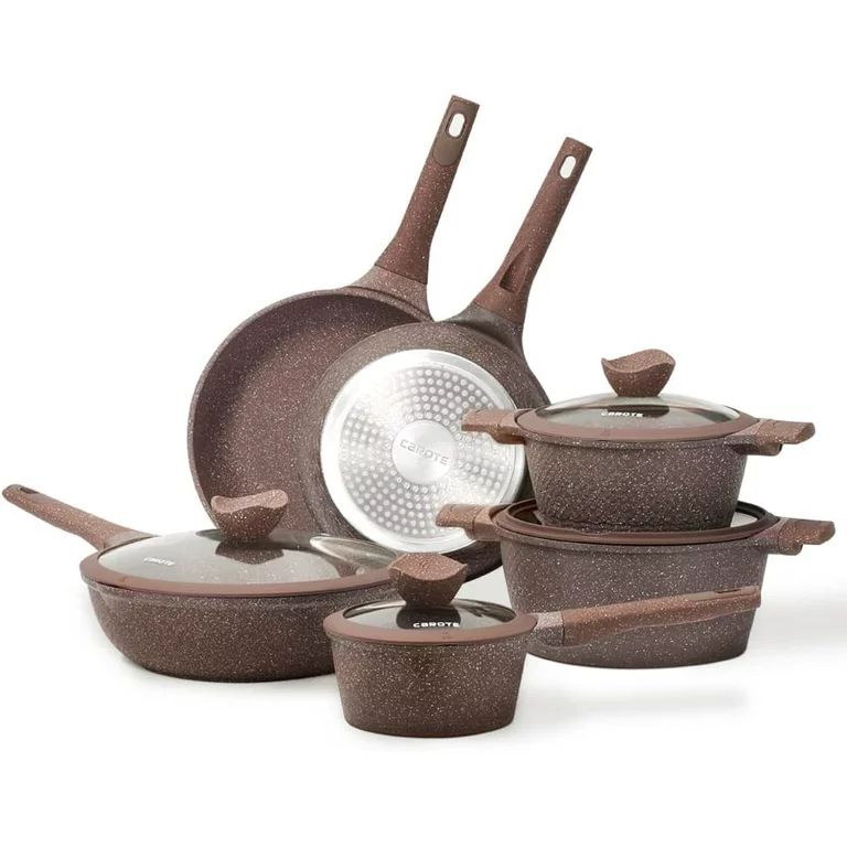 Carote Granite Nonstick Cookware Sets, 10 Pcs Pots and Pans Set Nonstick, Induction Stone Cookwar... | Walmart (US)