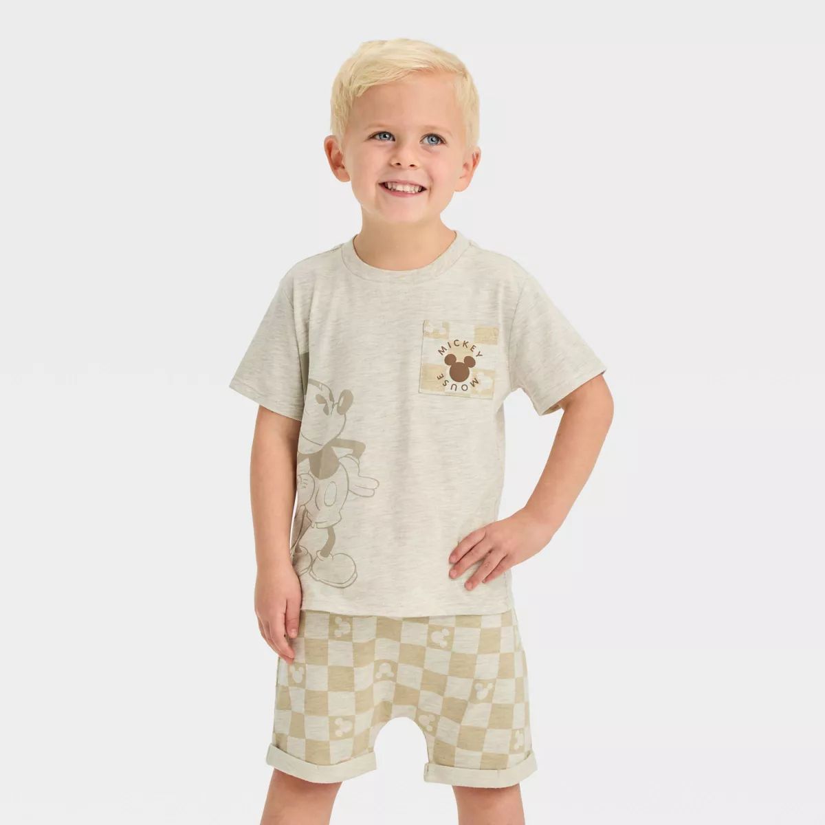 Toddler Boys' Disney Mickey Mouse Top and Bottom Set - Beige | Target