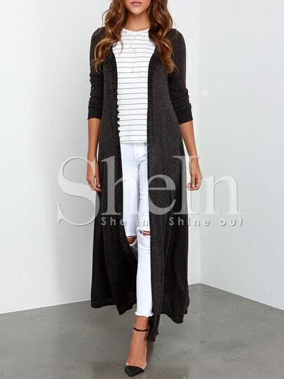 Grey Long Sleeve Loose Knit Cardigan | SHEIN