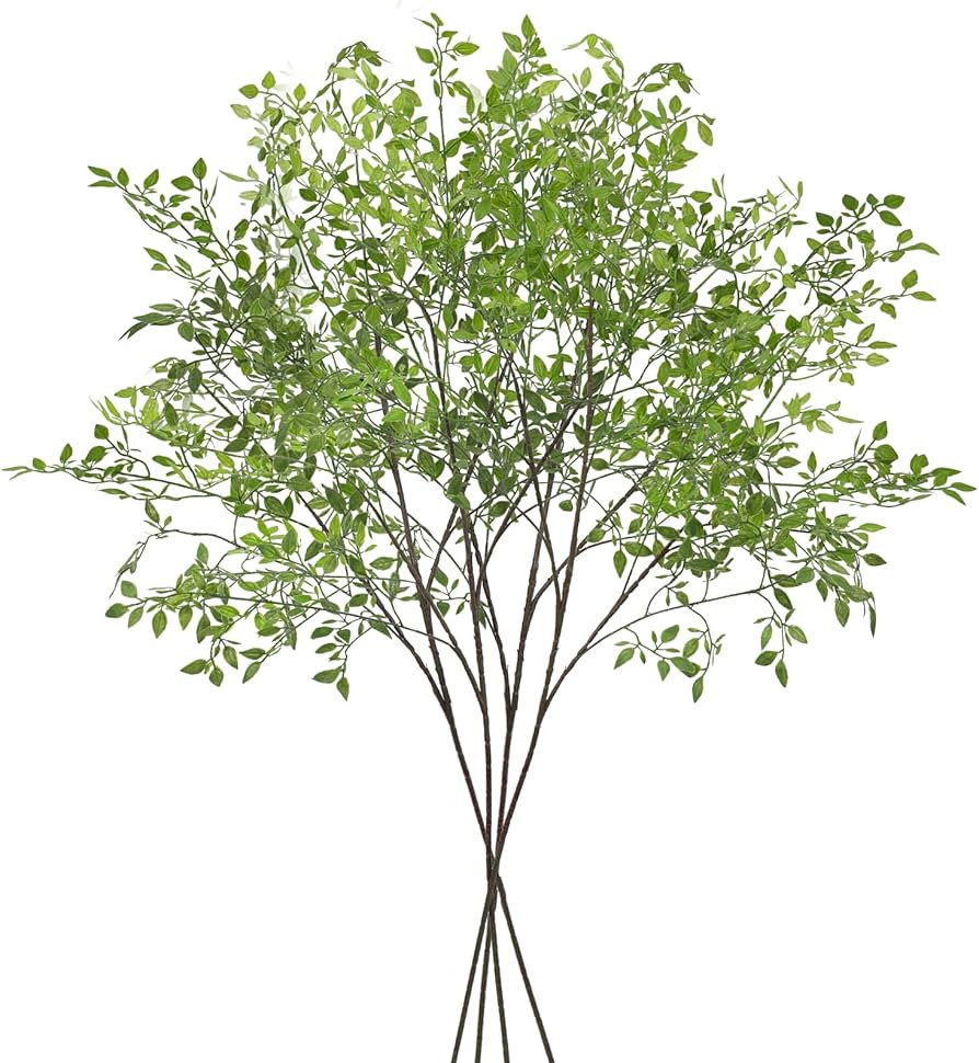 CEWOR 4pcs Artificial Plants Faux Greenery Branches for Vase, 43.3 Inch Green Nandina Long Steams... | Amazon (US)