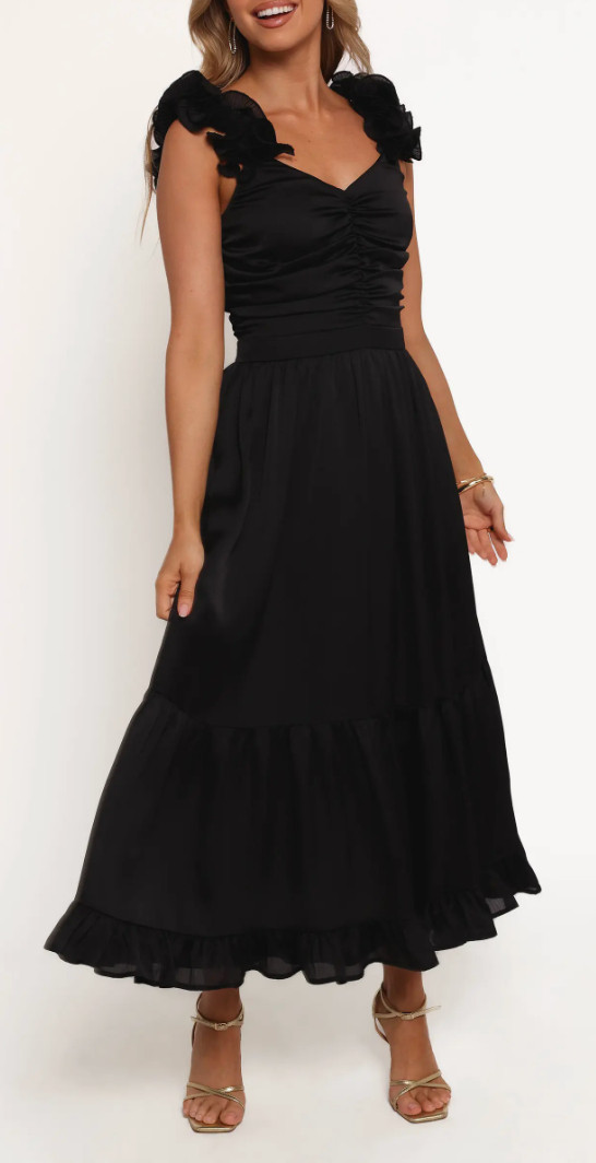 Frothy, playful ruffles trim the shoulder straps of this charming midi dress popped with pockets and designed with a flowy, twirlable skirt. Holiday party dress.  

 #LTKHoliday #LTKSeasonal #LTKWorkwear