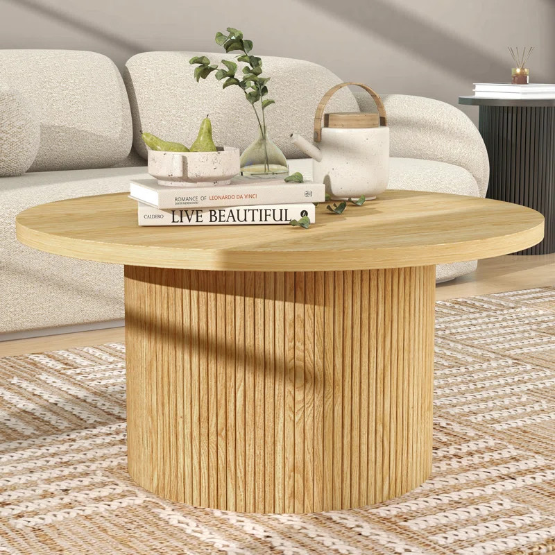 Charleily Pedestal Wood Round Coffee Table | Wayfair North America