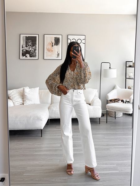 I have these Abercrombie Curve Love High Rise 90s Relaxed Jeans in several different colors! They fit true to size! I paired it with the floral blouse. Wearing a size small! #abercrombiejeans #lulustop #floraltop #whitejeans

#LTKSeasonal #LTKFind #LTKunder100