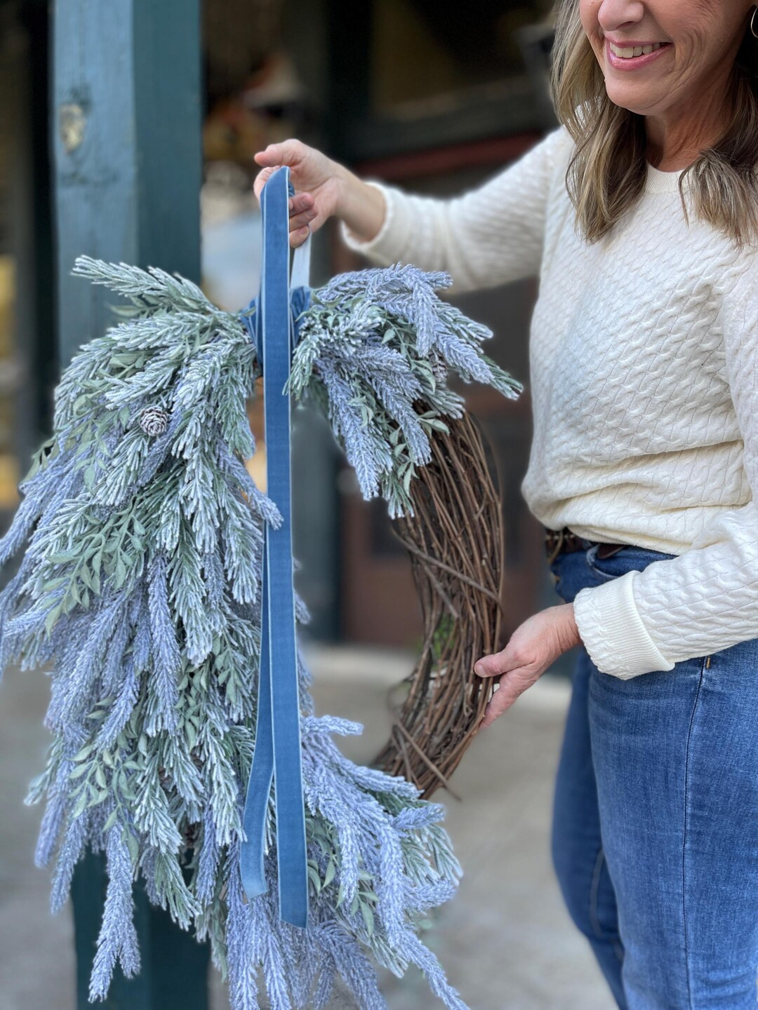 Winter Wreath, Frosted Winter Decor, Farmhouse Christmas Wreath, Snowy Pine Wreath, Front Door Ov... | Etsy (US)