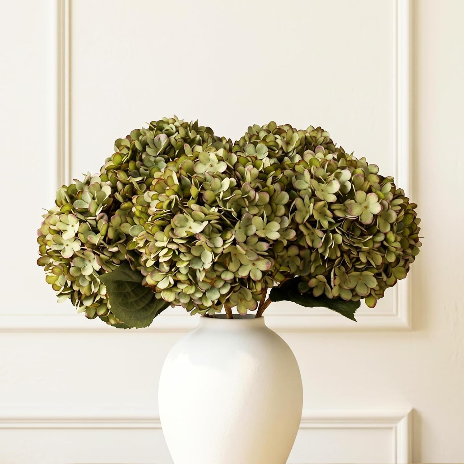 5 Stems Extra Large Green Hydrangea Artificial Flowers, 19 Inch Real Touch | Amazon (US)