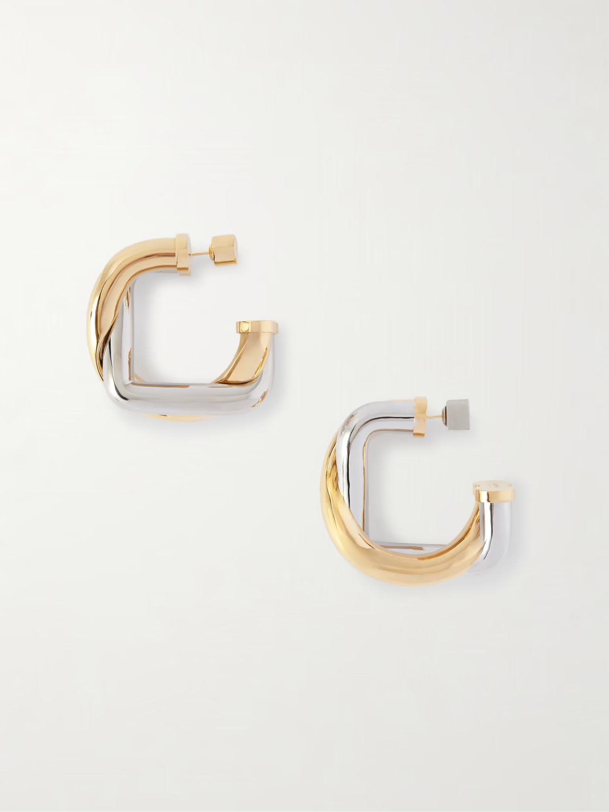 Jacquemus - The Doppio Silver- And Gold-tone Hoop Earrings - Multi | NET-A-PORTER (US)