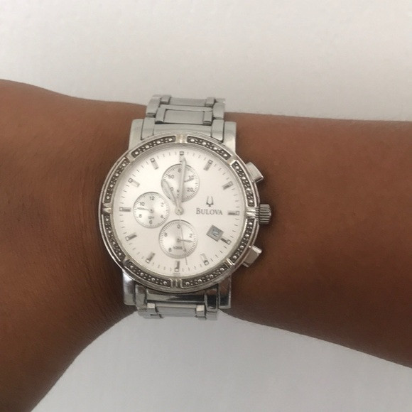 Bulova Diamond Chrono Silver  39mm | Poshmark
