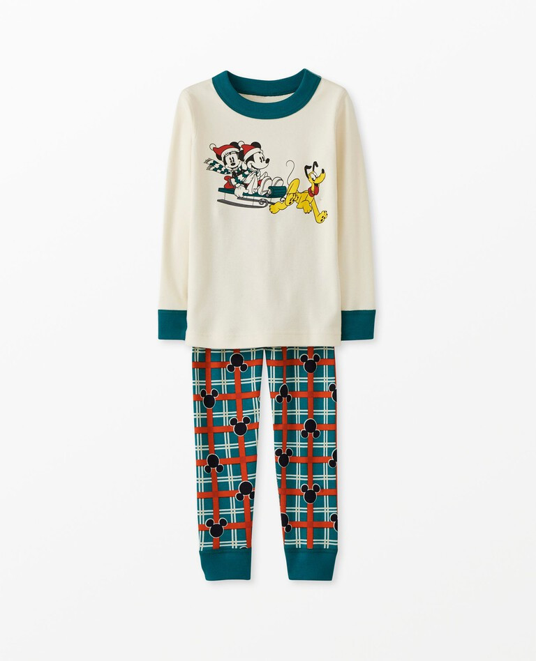 Disney Mickey Mouse Classic Holiday Plaid Long John Pajama Set | Hanna Andersson