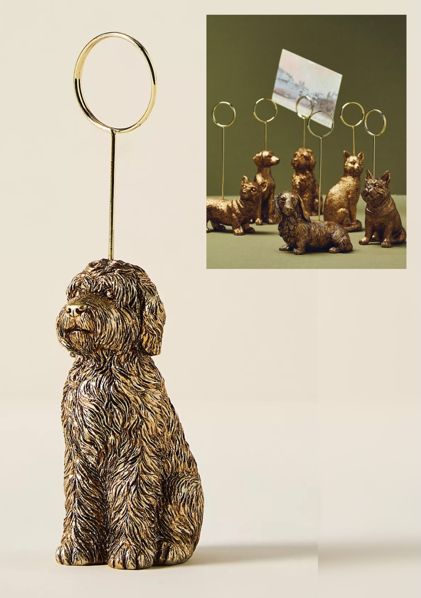 Animal Icon photo holder
Loving this photo holder that adds such a charming touch to your interior. Comes in Doodle, Dachshund, Frenchie, Labrador Retriever, Corgi, German Shepherd & even a Kitty Cat
Anthropologie once again does it with dog decor that is so cute and still stylish. Resin/iron 

#LTKPets #LTKHome #LTKFindsUnder50