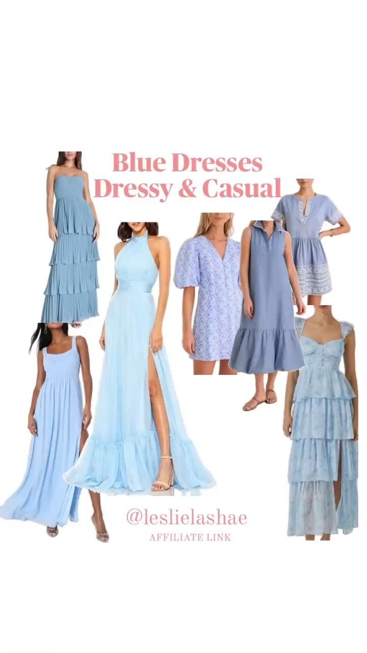 Blue dresses dressy and casual. These would also make great wedding guest dresses for summer. 🩵

#LTKootd #LTKSeasonal #LTKWedding