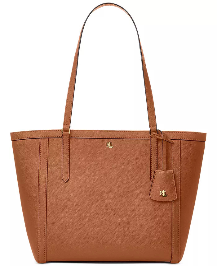 Lauren Ralph Lauren Clare Cross Hatch Leather Slim Tote & Reviews - Handbags & Accessories - Macy... | Macys (US)