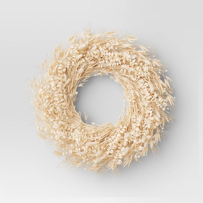 Dried Grass Preserved Wreath Off White - Threshold&#8482; | Target