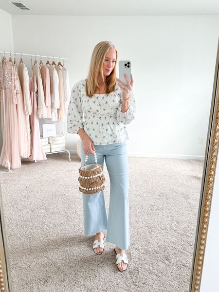 Cute spring outfit styling this Walmart top under $25 with comfortable baby blue pants (tts-6) 

#LTKFind #LTKstyletip