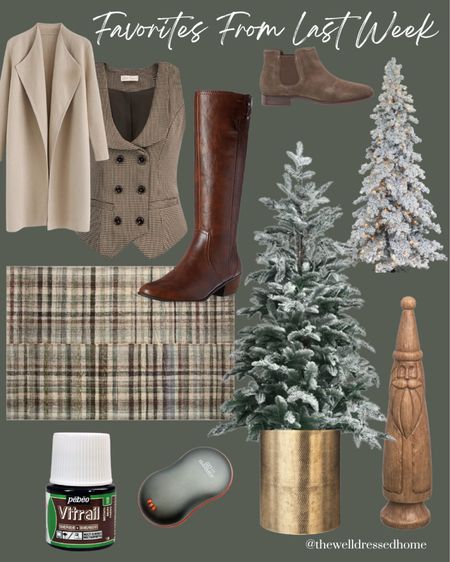 Favs from last week: Brass Basket Tree, Downswept Christmas Tree, Riding Boots, Women’s Vest, Plaid Rug, Carved Santa, Glass Paint, Rechargeable Body and Hand Warmer. 

#LTKSeasonal #LTKhome #LTKunder50