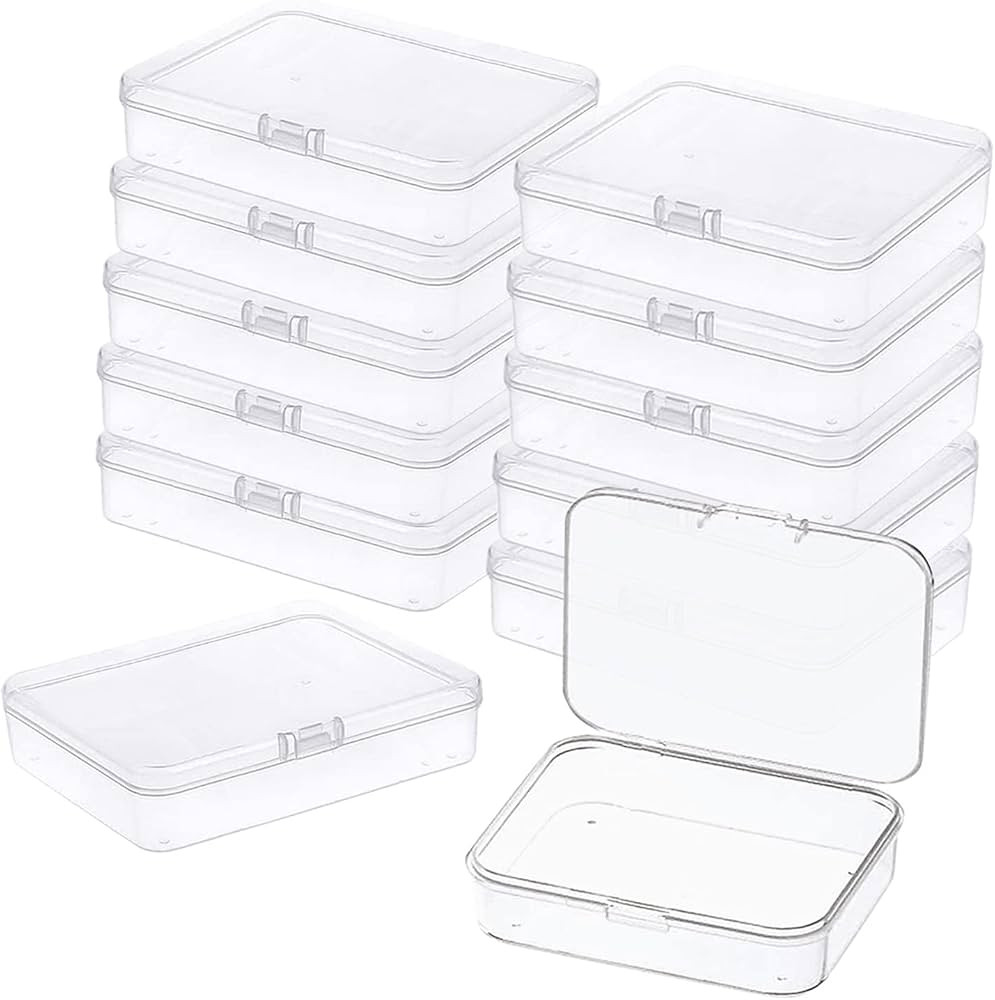 12 Pcs Mini Plastic Storage Containers Box with Lid, 3.5x2.4 Inches Clear Rectangle Box for Colle... | Amazon (US)
