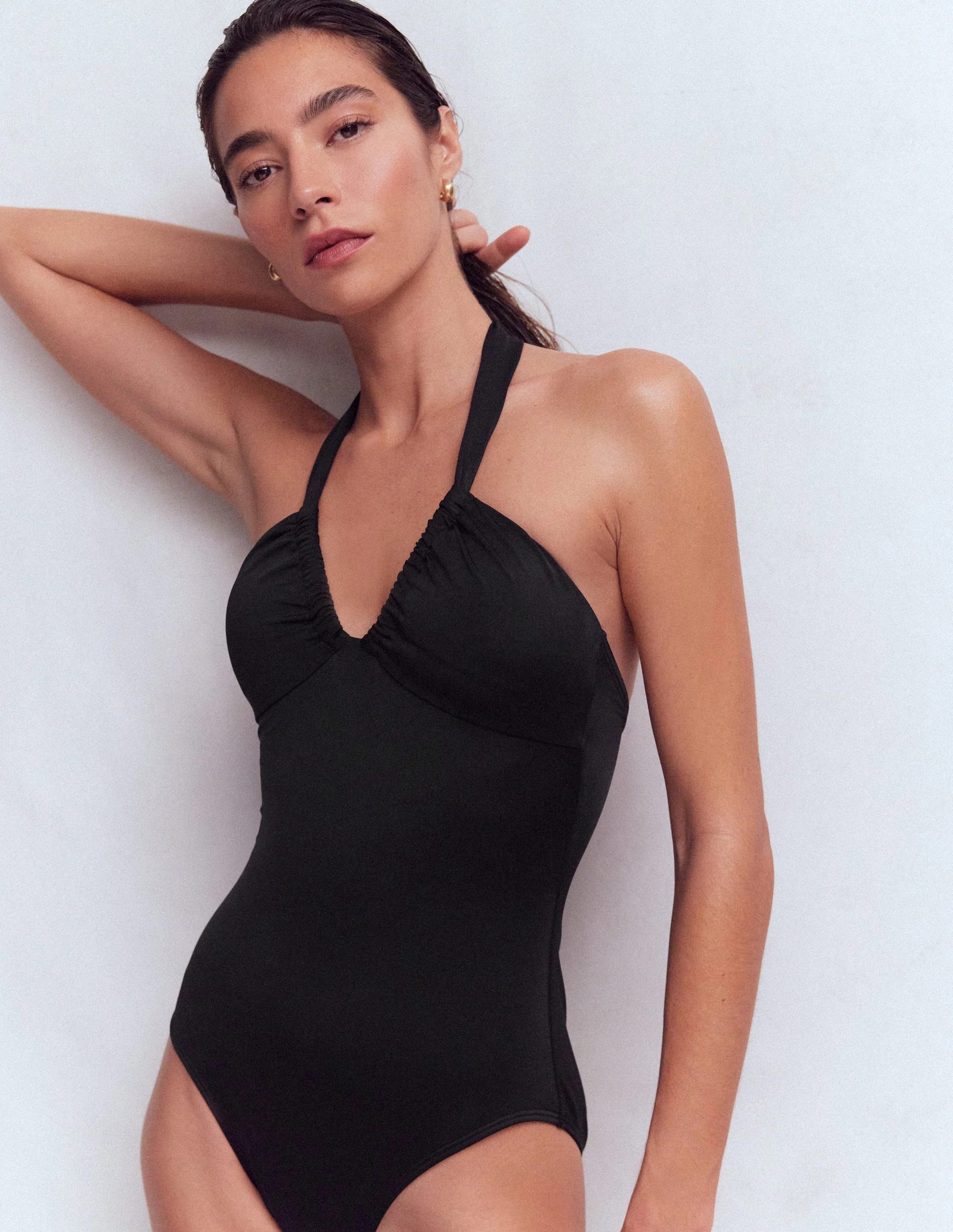 Minori Halter Tie Swimsuit-Black | Boden (US)