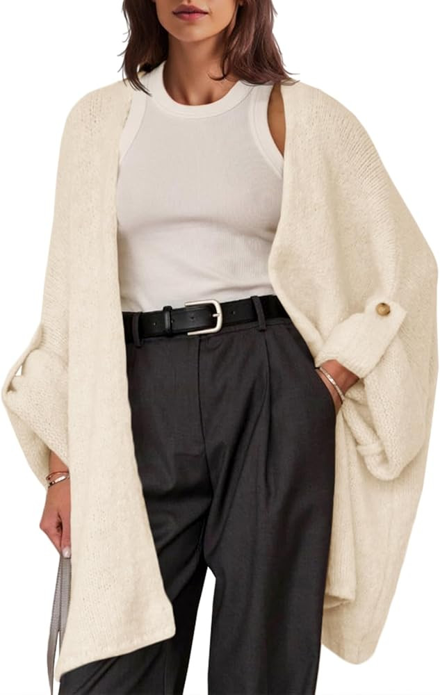 Saodimallsu Womens Oversized Long Cardigan Sweaters Casual Open Front Chunky Knit Slouchy Fall Tr... | Amazon (US)