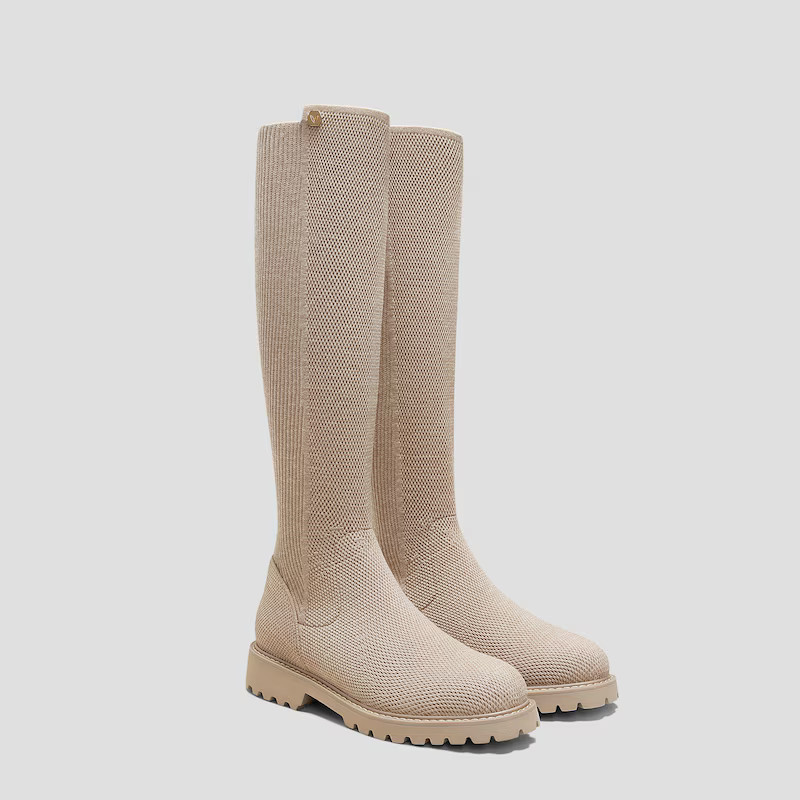 Round-Toe Stretchy Wool Knee-High Boots (Filipa) | VIVAIA