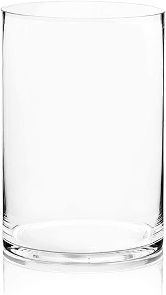 WGV Cylinder Vase, Width 8", Height 12", Clear Wide Large Diameter Flower Glassware, Floral Conta... | Amazon (US)