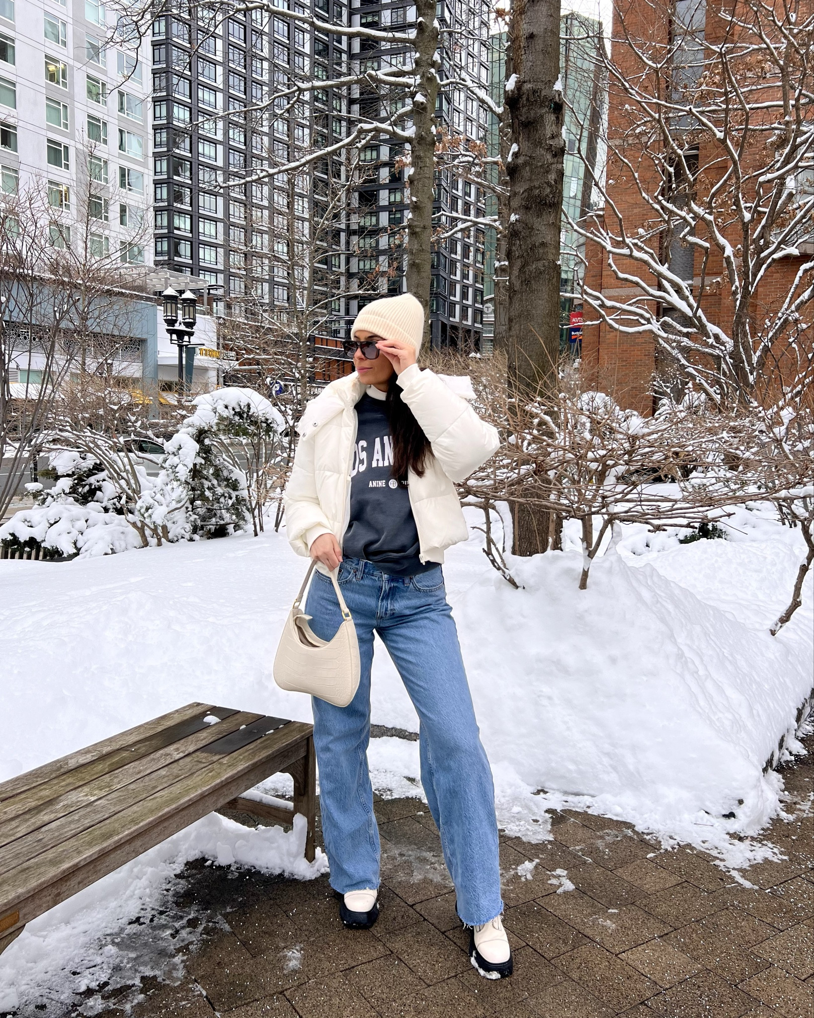 Snow day outfit, puffer coat, winter whites, casual winter outfit, cozy outfit, layered winter style, winter outfit inspiration, elevated casual outfits, how to style a puffer coat

Wearing size 27 L medium wash raw hem in the jeans and sized up to a medium in the coat

#LTKStyleTip #LTKSeasonal