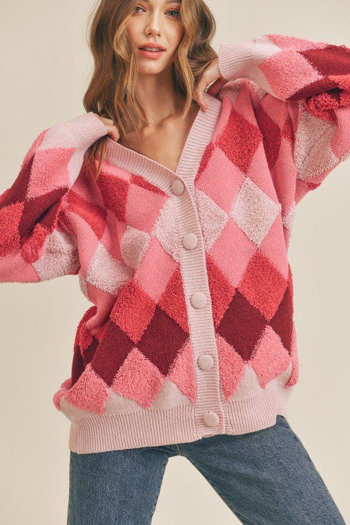Dana Argyle Button Cardigan - Pink Multi | Petal & Pup (US)