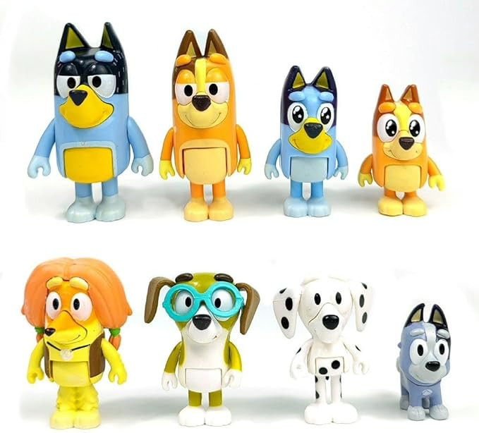 8 PCS Wolfs-Bluey Figures Toys Playset, Wolves-Bluey Action Figurines Family and Friends Set - Ca... | Amazon (US)