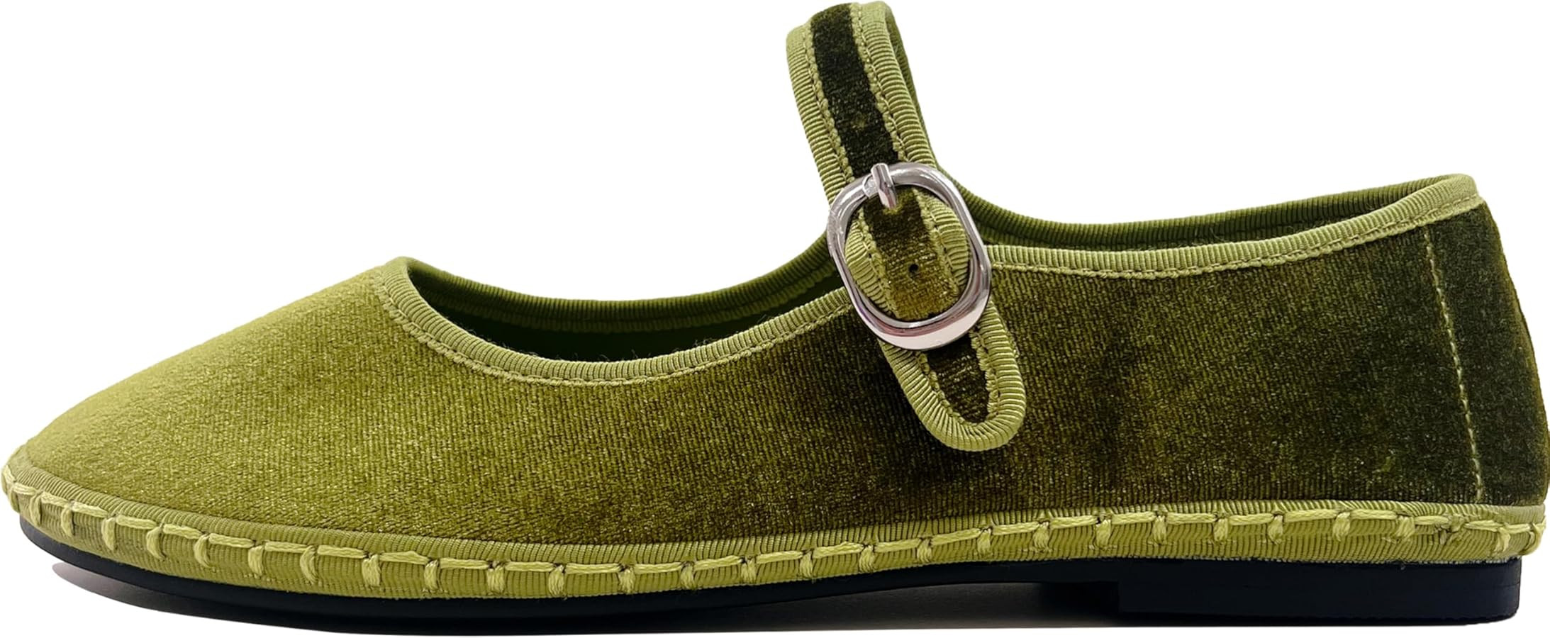 Women's Mary Jane Ballet Flats with Silver Buckle Strap Round Toe Slip-On Shoes Comfortable Casua... | Amazon (US)