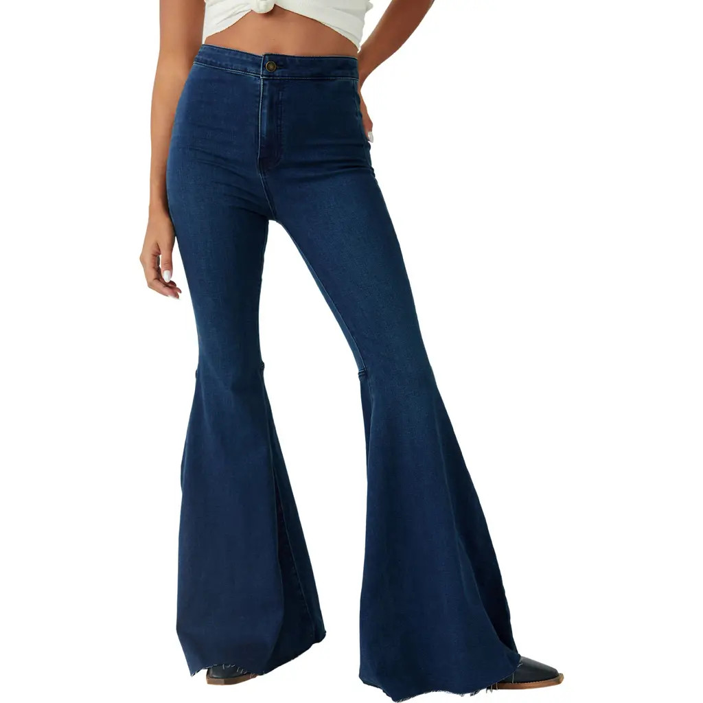 Free People We the Free Float On Flare Jeans in Navy at Nordstrom, Size 25 | Nordstrom
