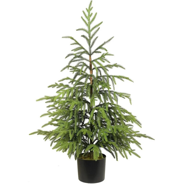 36" Artificial Norfolk Pine Tree with Pot Green Faux Christmas Tree for Front Porch Indoor Outdoo... | Walmart (US)