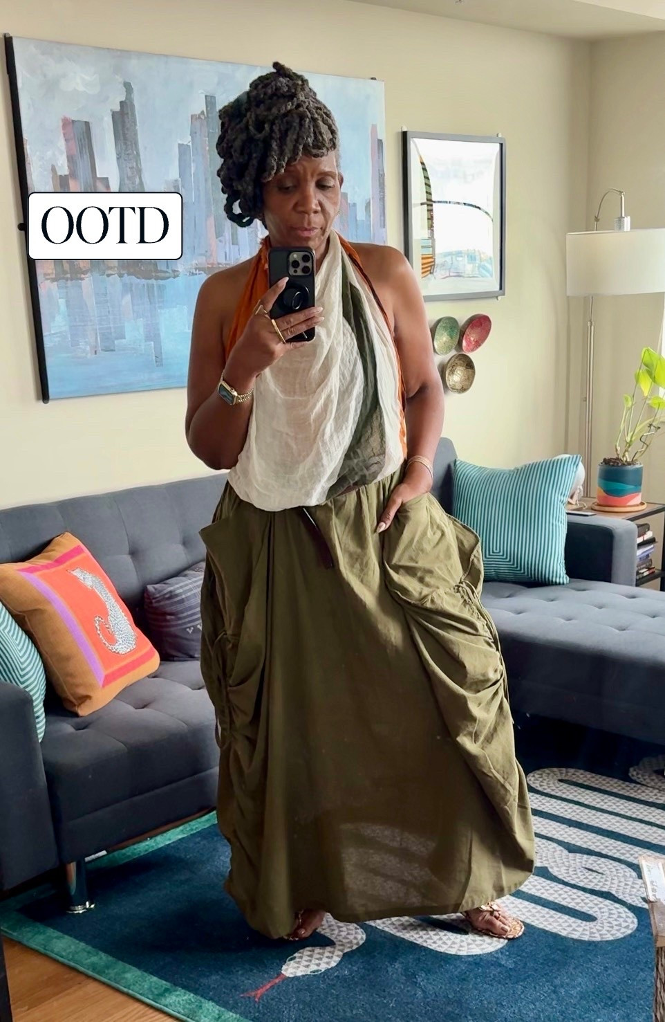 Somewhere in your closet you have a beautiful oversize scarf that would look perfect as a halter.  Now’s the time to pull it out and wear it with this Thaluta cargo skirt🫶🏾

#LTKootd #LTKOver40 #LTKTravel