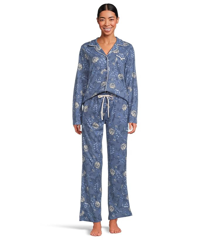 Blue Era Long Sleeve Girlfriend Pajama Set with Lace | Zappos