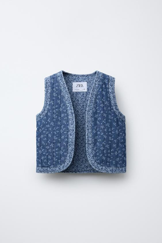 FLORAL DENIM WAISTCOAT | Zara UK