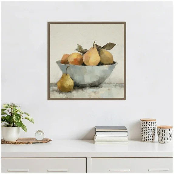 Kate and Laurel Still Life Fruit In A Bowl Vintage Style Framed Canvas Wall Art by The Creative B... | Walmart (US)