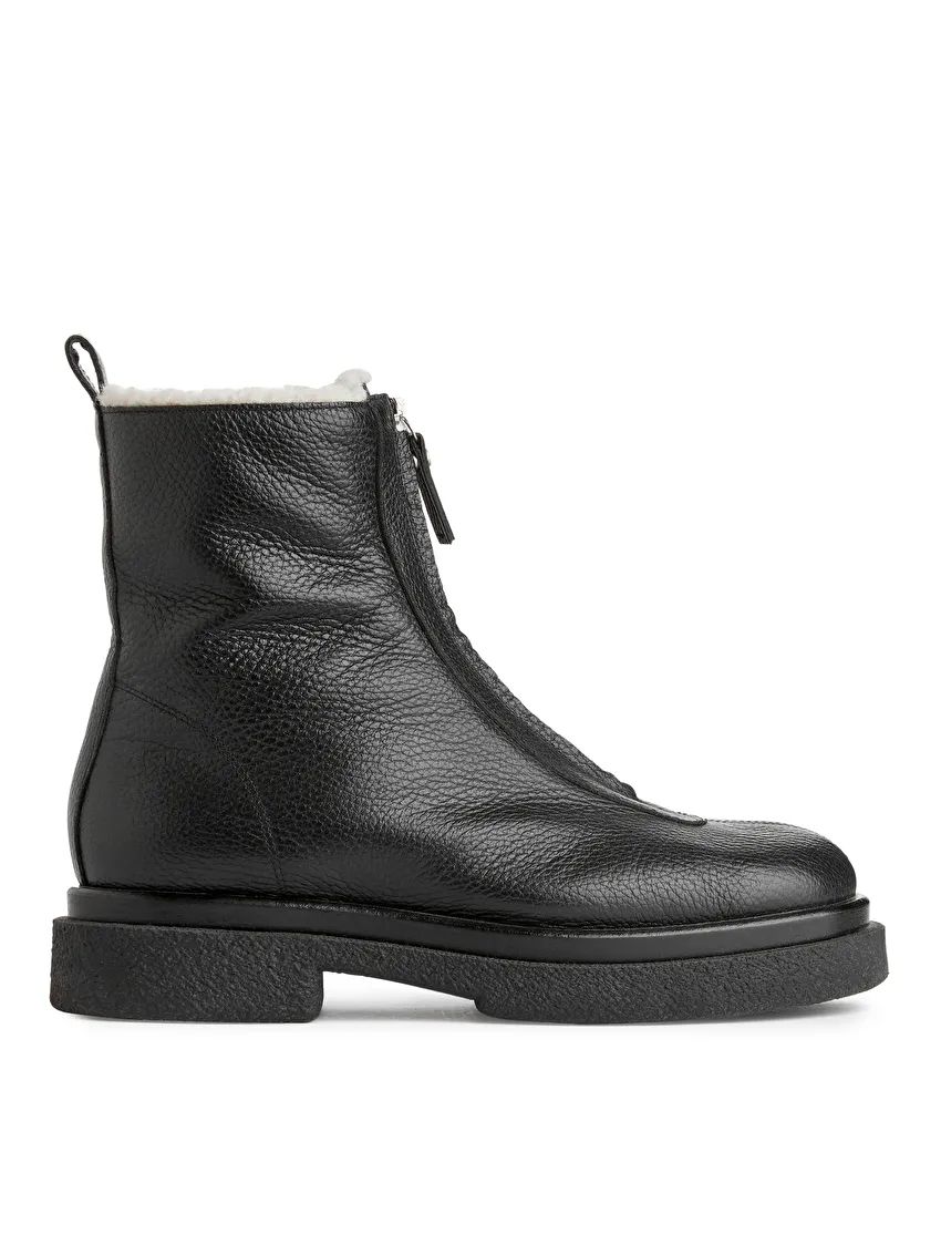 Faux Fur Leather Boots | ARKET (US&UK)