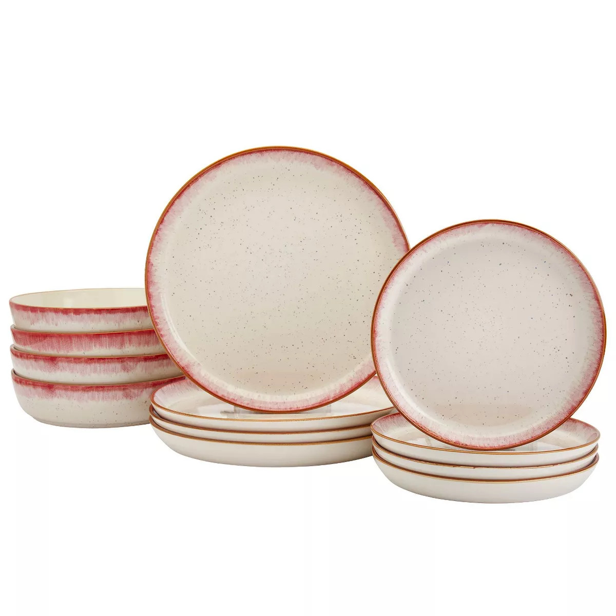 12pc Stoneware Hanover Dinnerware Set Cream/Red - Tabletops Gallery: Ombre Design, Service for 4,... | Target