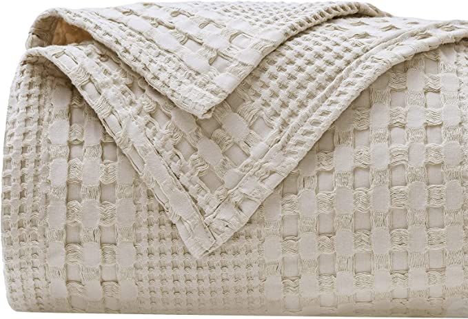 PHF 100% Cotton Waffle Weave Blanket Queen Size - Summer Blanket Luxury Soft Breathable Skin-Frie... | Amazon (US)